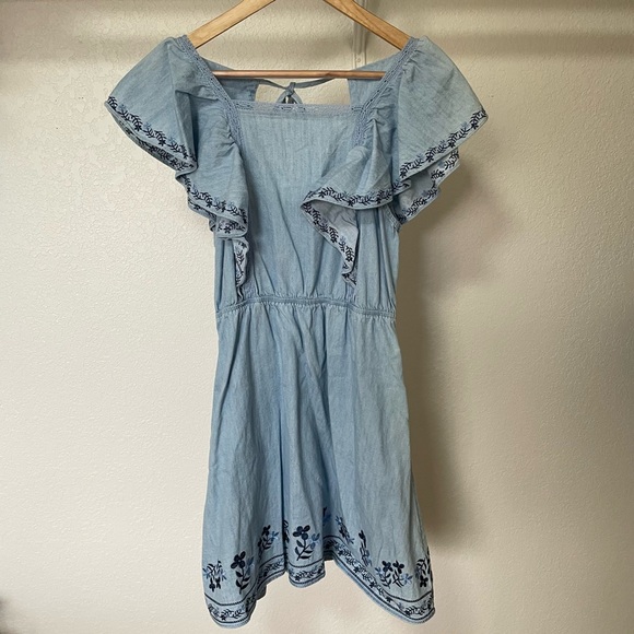 Mini Denim Ruffle Dress - Picture 3 of 6